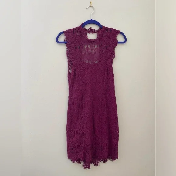 strapless open back dress Backless Mermaid Purple Lace Prom Dresses, Purple Mermaid Lace Formal  Dresses main image 0